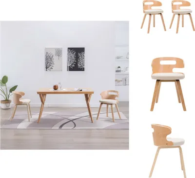 Produktbild von vidaXL Esszimmerstühle 2 Stk. Creme Bugholz und Kunstleder -  Esszimmerstühle