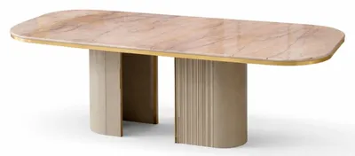 Immagine prodotto di Tavolo da pranzo con piano in marmo e gambe a colonna dallo stile elegante