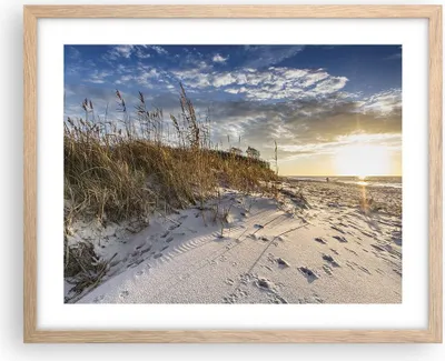 Produktbild von Gerahmtes Poster - Rahmen in heller Eiche - Sand Gras Meer - 50x40 cm - Wand Bild - Wanddeko - Wandbilder - Kunstposter - Wandposter - Bilderrahmen - Bilder - Kunstdruck - P2NAA50x40-4781