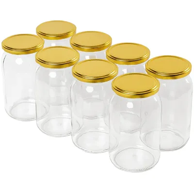 Produktbild von MIKONI 48 Stück Einweckgläser 900 ml mit Gold Deckel, Einmachgläser, Vorratsgläser, Einmachglas, Marmeladengläser