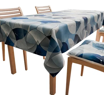 Baumwoll-Tischdecke rechteckig Lidia blau 140x450 cm