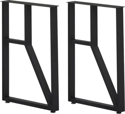 Zdjęcie produktu dla Nogi stołu – metalowe nóżki meblowe – zestaw 2 szt. – 50,8 x 71,1 cm – prostokątne – do stolika kawowego – czarne