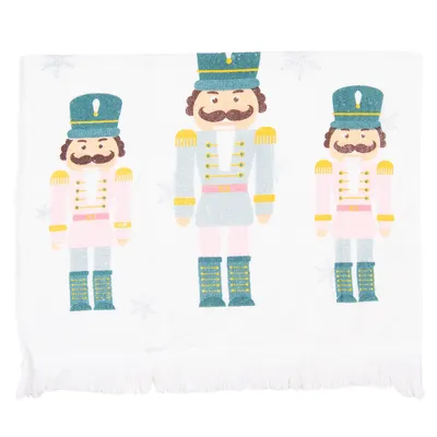 Produktbild von Clayre & Eef Gästehandtuch 40x66 cm Weiß Blau Baumwolle Nussknacker