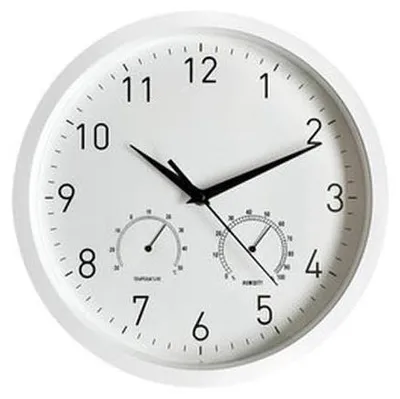 Runde Wanduhr 31 cm mit Temperatur- und Feuchteanzeige