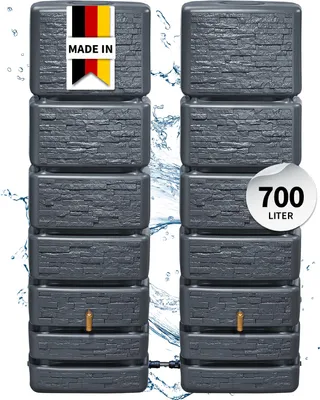 Produktbild von 4rain SLIM STONE DECOR Wandtank-Set 700 Liter graphite grey, 2 x SLIM 350 L inkl. Verbindungsset