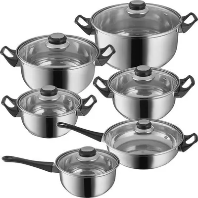 Produktbild von 12-teiliges Edelstahl-Pfannenset für alle Herdplatten