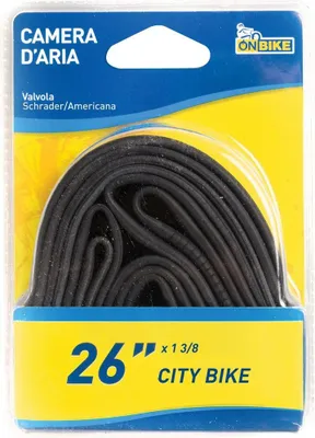 Produktbild von On Bike 26 Zoll Fahrradschlauch mit schwarzem amerikanischem Ventil – Hohe Widerstandsfähigkeit, zuverlässige Abdichtung, Kompatibel mit MTB und Citybikes, Einfache Montage und Wartung