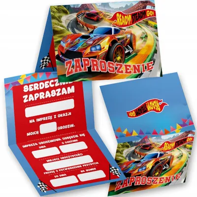 Immagine prodotto di Invito di compleanno - AUTA WYŚCIGOWE WHEELS NA PRZYJĘCIE