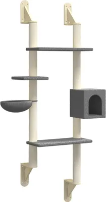 Produktbild von vidaXL Kratzbaum mit Kratzsäule Wandmontage Dunkelgrau 180 cm