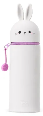 Produktbild von Legami - 2 in 1 Weiches Silikon-Federmäppchen, Kawaii, Stifthalter für den Tisch, Reißverschluss, Ø 6,3 cm, Motiv: Bunny, Bunny, Kawaii