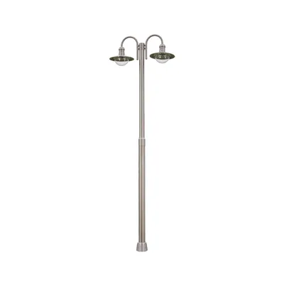 A two-headed street lamp on a white background.