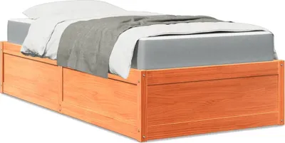 Productafbeelding van Maison Exclusive - Bed met matras, donkerbruin, 90 x 200 cm, massief grenenhout