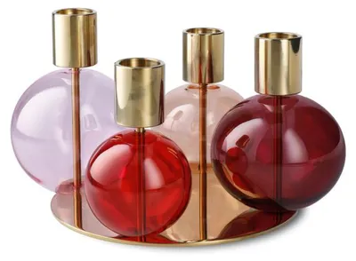 Produktbild von Holmegaard - Bubble Kerzenständer für vier Kerzen 12 cm, pink/rot
