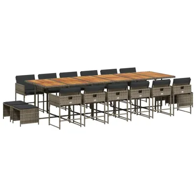 Produktbild von vidaXL 17-tlg. Garten-Essgruppe mit Kissen Grau Poly Rattan