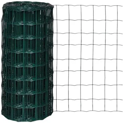 Obrázek produktu pro Zahradní plot – ocelová mřížka s PVC povrchovou úpravou – zahradní plot pro zahradu a zvířata – 10 x 0,8 m – velikost ok 100 x 100 mm – zelený