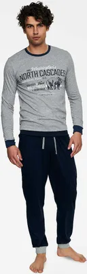 Produktbild von Henderson Herren Schlafanzug Langarm + Pyjamahose 40034-90X BEAST, Farbe: Grau/Schwarz, Große: 2XL