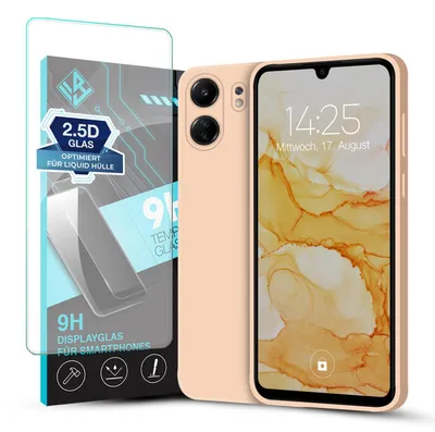 Produktbild von Hülle für Xiaomi Redmi 13C mit 9H Displayglas Displayschutz Case Cover Bumper Smartphone Softgrip Schutzhülle Farbe: Rosa