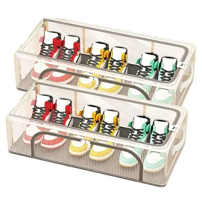 Produktbild von Transparentes 40 x 30 x 21 cm Schuhregal, Stapelbarer Schuhschrank, Platzsparender Schuhorganizer - DURASTOR