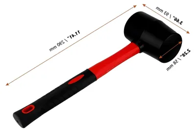 Produktbild von Gummihammer, 473 g, 290 mm x 93 mm x 58 mm, Rot und Schwarz
