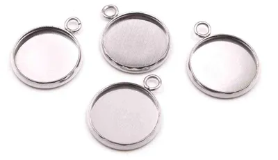 Produktbild von Vintageparts Fassungen rund Edelstahl 304 silberfarben 16 mm, 4 Stück