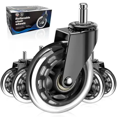 Produktbild von Arvioo Bürostuhl Rollen 5er-Set, Bürostuhlrollen Hartbodenrollen 11 x 22mm, Universal Ersatzrollen für 99% Schreibtischstuhl & Gaming-Stühle, Leise