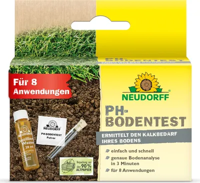 A product box for a soil pH tester kit, showing grass and soil textures.