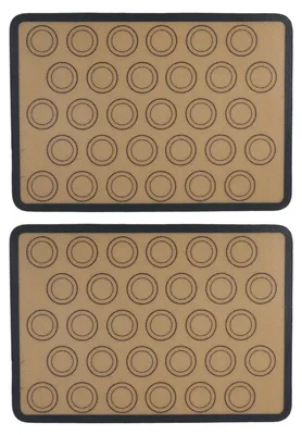 Produktbild von Silikon-Backmatte, antihaftbeschichtet, lebensmittelecht, 2er-Pack, braun+rot/rot+schwarz/grau/lila, rechteckig, 42 x 29,5 cm