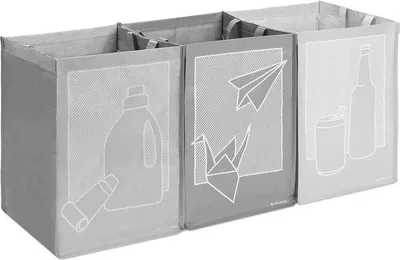 Produktbild von Recyclingzakenset für Glas, Plastik, Papier, 3-fach Abfalltrenner