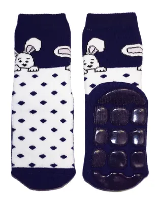 Produktbild von Kinder ABS-Socken aus Baumwolle Neugieriger Hase Marine Größe 17-18