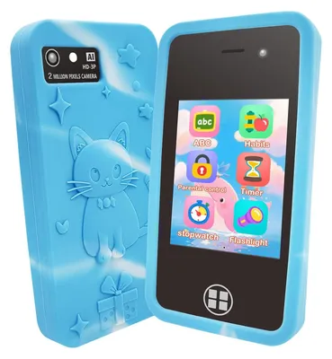 Immagine prodotto di Telefono giocattolo per bambini - Schermo touch da 3 pollici - Doppia fotocamera - 16 GB - Cover gatto rosa