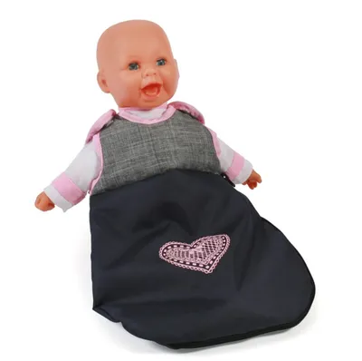 Produktbild von Puppen-Schlafsack, melange grau-navy