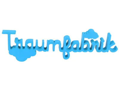 Produktbild von Himmlischer Holzschriftzug "Traumfabrik" in blau