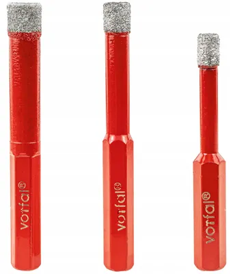 Produktbild von Vorfal Diamantbohrer für Fliesen, 3er Set, 6/8/10 mm, HEX