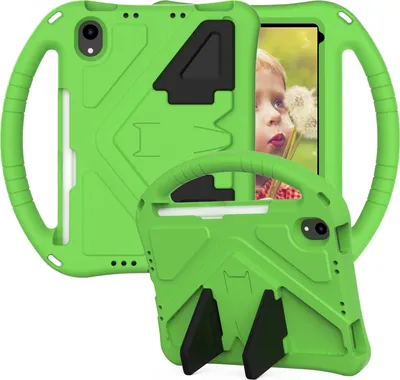 Produktbild von Kinder Hülle für iPad Mini 6 2021, Eva Leichte Stoßfeste Faltbarem Ständer, Kids Griff Schutzhülle Grün