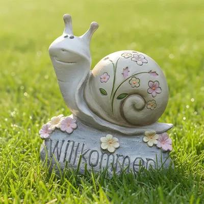 Produktbild von Dekofigur Schnecke "Willkommen" niedliche Gartendeko, Outdoor Balkon Deko, Gartendekoration wetterfest