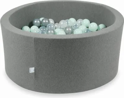 Immagine prodotto di Piscina secca grigia 90x40 con 300 palline: Trasparente, madreperla, argento, menta chiara