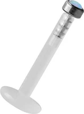 Produktbild von Karisma Labret Bioplast Titan Lippen Piercing Aufsatz Transparent Opal Stein Weiss 2mm - 8.0 Millimeter
