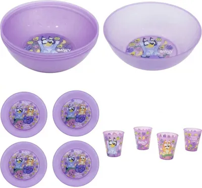 Produktbild von Bluey Bingo Kinder Geschirr-Set 12 teilig Becher Teller Schüssel