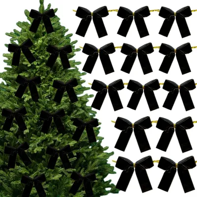 Zdjęcie produktu dla 24 sztuki aksamitnych ozdób świątecznych, aksamitne kokardki na choinkę, do użytku wewnętrznego, Boże Narodzenie, dom, elegancki wystrój