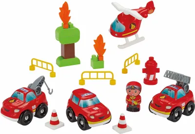Image de Ecoiffier Abrick Koffer met Brandweerwagens - 40dlg.