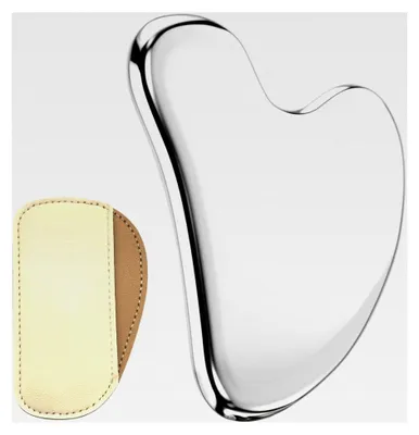 Produktbild von Gua Sha Edelstahl GuaSha Stein Gesichtswerkzeug, Metall Massagegerät für Lymphdrainage und Körperpflege (Silber)