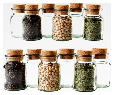 Produktbild von 12er Set Gewürzgläser | Füllmenge 150 ml | Wiederverwendbare Glasdose mit Korkverschluss | Rundes Glas für die Aufbewahrung von Tee, Kräutern und Gewürzen