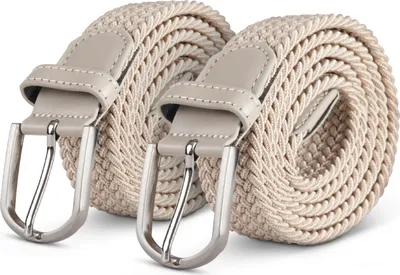 Immagine prodotto di cintura elastica hemmy (confezione da 2) 85cm "crema" cintura intrecciata molte varianti - cintura in tessuto elastico cintura elastica senza fori unisex