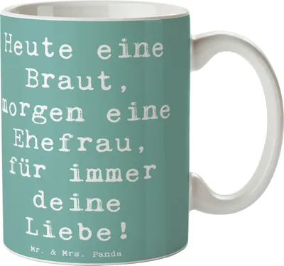 Produktbild von Mr. & Mrs. Panda Becher Spruch Braut Liebe - Meeresbrise - Geschenk, Tasse mit Motiv, Hochzeitsgeschenk, Trinkbecher, Hochzeitsaccessoires, Heirat, Kaffeetasse, Verlobung