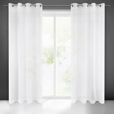 Produktbild von Gardine LILA weiß 140x250 cm  Ösen Ösenvorhang