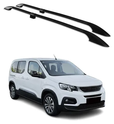 Image de Barres de toit longitudinales pour Peugeot Rifter 2019-2026 L2 Aluminium Noir, Image générée par une IA