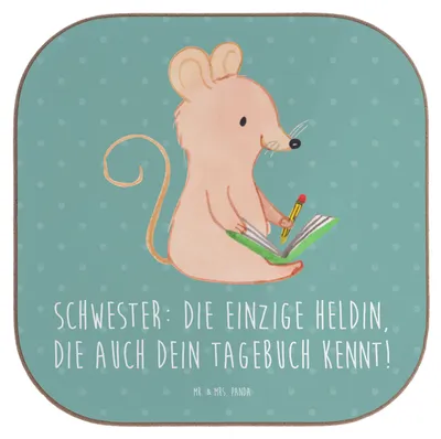 Produktbild von Mr. & Mrs. Panda Untersetzer für Gläser Schwester Heldin - Meeresbrise - Geschenk, Familiengeschenk, Coaster, Liebe, gemeinsame Geheimnisse, Familie, Dankeschön
