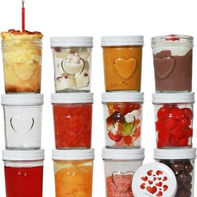 Produktbild von Glas-Dessertpotten 200ml mit Deckel und Herzmuster
