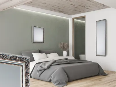 Produktbild von Ganzkörper Wandspiegel mit Holzrahmen in Silber