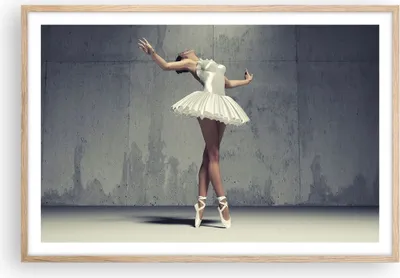 Produktbild von Gerahmtes Poster - Rahmen in heller Eiche - Ballerina Weiß Wand - 91,5x61 cm - Wand Bild - Wanddeko - Wandbilder - Wandposter - Bilderrahmen - Bilder - Kunstdruck - Wandbild - P2NAA91x61-4344